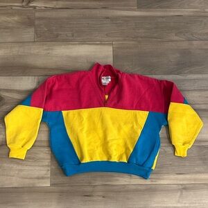 Colorblock Sweatshirt in Pink, Yellow, and Blue